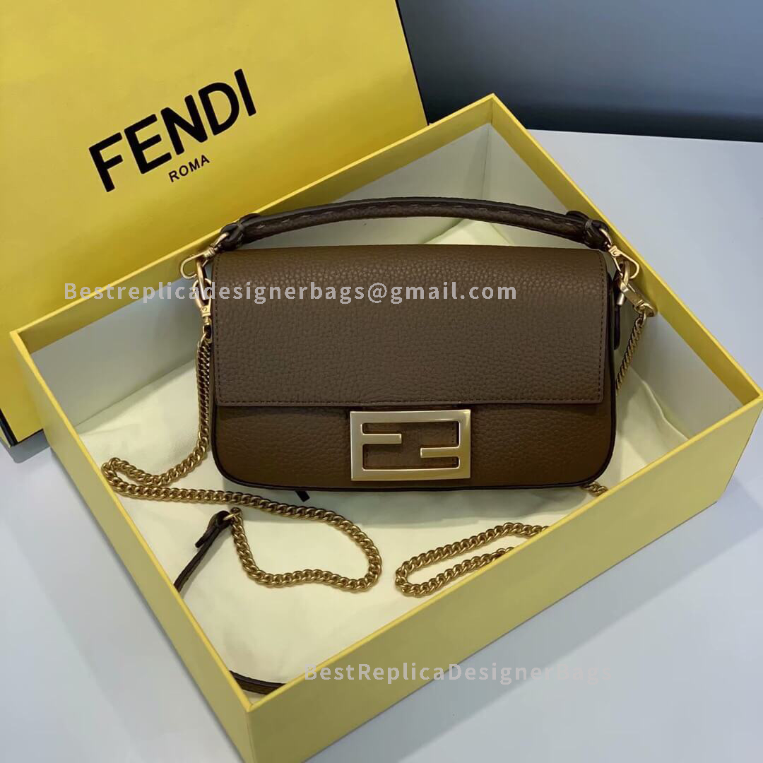 Fendi Baguette Mini Brown Leather Bag GHW 306S